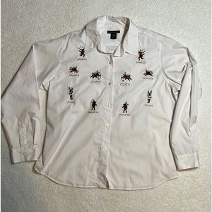 Impressions vintage Christmas long sleeve blouse size 18, embroidered re…